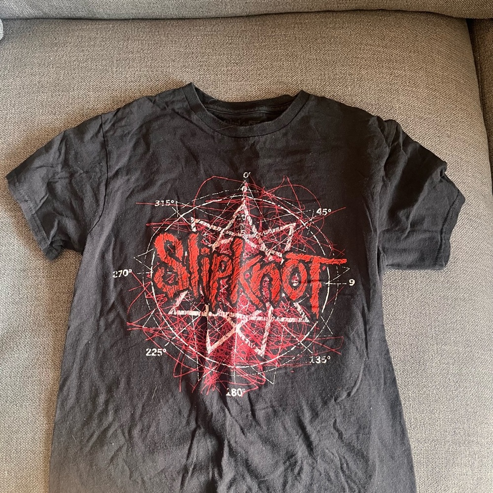 Black Slipknot Graphic  T-Shirt